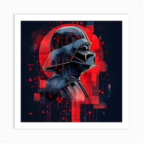 Galactic Knight Art Print - Red and Black Abstract Design Art Print