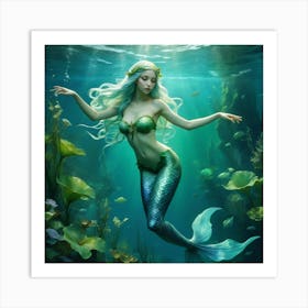 Elf Water Aquatic Mermaid Nymph Ocean River Lake Creature Magical Enchanting Ethereal Gr (7) Art Print