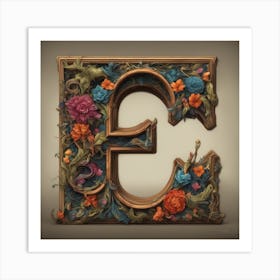 The Lettter D Made From An Intricately Painted Wooden Frame With Colorful Wood And Flowers, In Th (2) Art Print