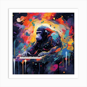 Gorilla Playing Piano Art Print