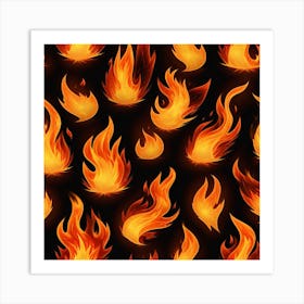 Flames On Black Background 31 Art Print