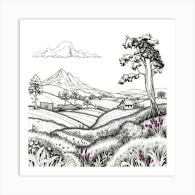 Landscape With Mountains 1 Art Print