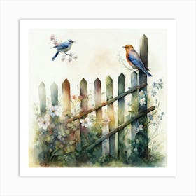 Birds On A Fence Art Print