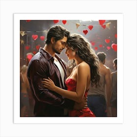 Man And Woman Kissing Art Print