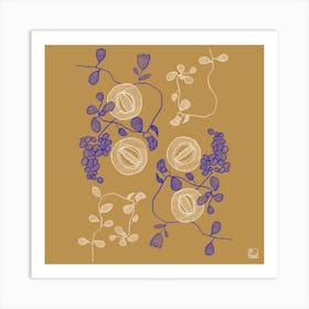 Embroidered Flowers Square Art Print