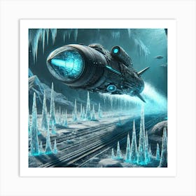 A Futuristic Sci Fi Depiction Of An Ice Torpedo In Art Print