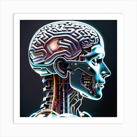 Human Brain With Artificial Intelligence 9 Art Print