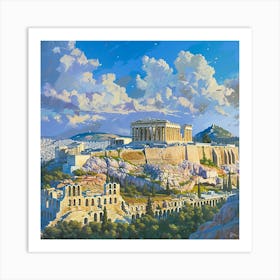 Acropolis Oil Painting Art Print