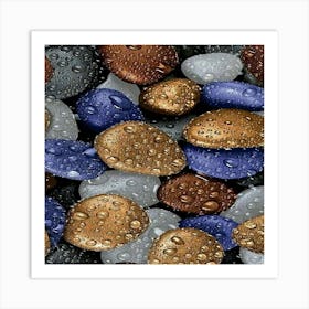 Pebbles With Water Droplets Art Print