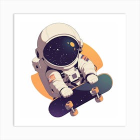 Astronaut Skateboarding Art Print