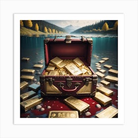 Gold Bars In A Suitcase Art Print