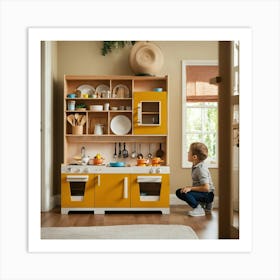 Modern Midmini Style Wooden Play Kitchen In The Mi (2) 2024 05 17t211128 Art Print