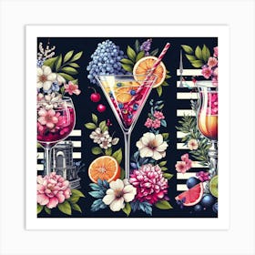 Flowers And Cocktails Art Print