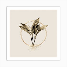 Gold Ring Lily of the Valley Glitter Botanical Illustration n.0044 Art Print