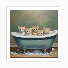 Kittens In The Bath 1 Art Print
