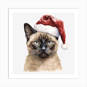 Siamese Cat In Santa Hat 7 Art Print