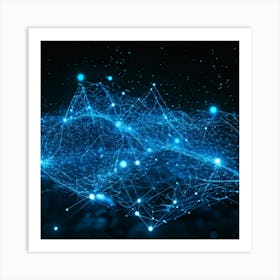 Abstract Blue Network Art Print