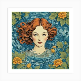 Mermaid In Water Art Print