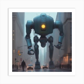 Robot On A City Street 5 Art Print