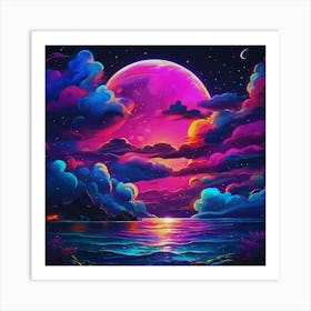 Moon And Clouds Art Print