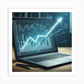 Laptop With Graph 3 Art Print