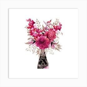 Pink Flowers In A Vase Art Print