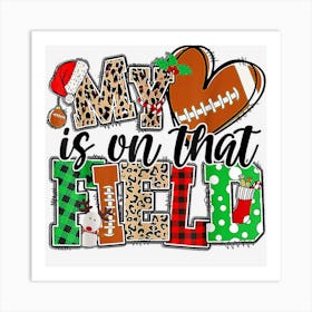 My Heart Is On That Field Football Leopard Plaid Christmas Art Print