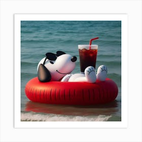 Snoopy In The Ocean Art Print