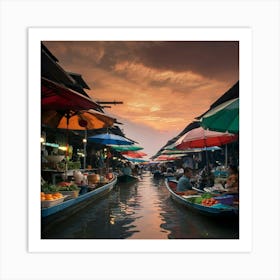 Thailand'S Floating Market Art Print