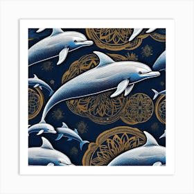 Dolphins In The Sea Art Print