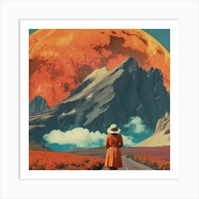 Moon And The Road Art Print