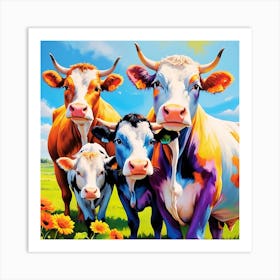 Cows In A Field Art Print