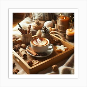 Christmas Coffee On A Tray Art Print