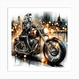Biker Woman Art Print