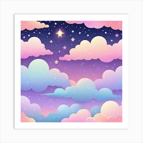 Sky With Twinkling Stars In Pastel Colors Square Composition 209 Art Print