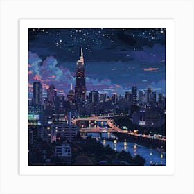 Night City Skyline Art Print