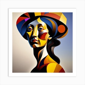 Abstract Woman In Hat Art Print