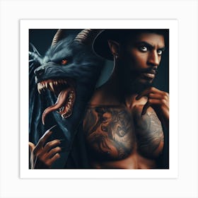 Man And Beast Art Print