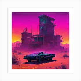 Deserted Ghost Town - Futuristic Neon Art Print