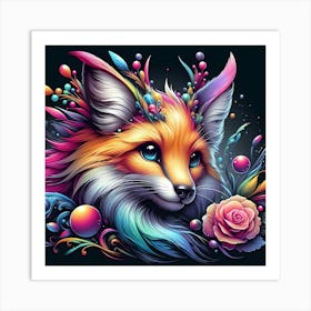 Colorful Fox 1 Art Print