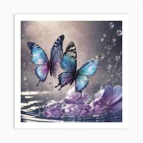 Butterflies In Water Art Print