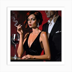 Man And Woman Smoking Art Print