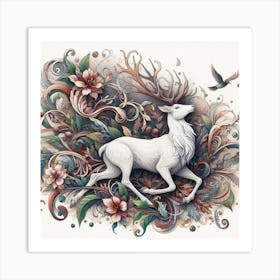 A white stag 2 Art Print