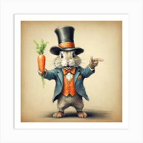 Rabbit In Top Hat 4 Art Print