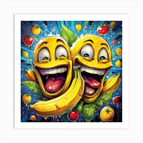 Bananas And Tomatoes Graffiti Art Print