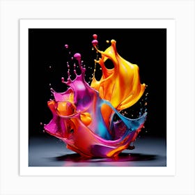 Fresh Colors Liquid 3d Design Spark Hot Palette Shapes Dynamism Vibrant Flowing Molten (25) Art Print