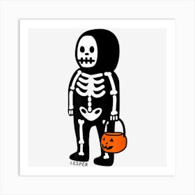 Skeleton Trick Or Treater Cute Spooky Halloween Costume Art Print