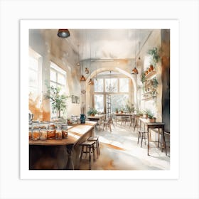 Watercolor Of A Cafe Art Print