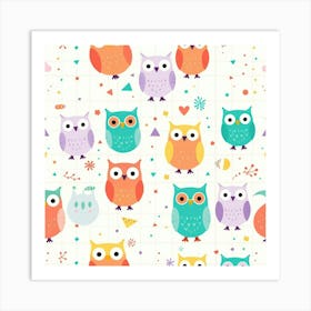 Colorful Owls 1 Art Print