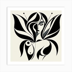 Abstract Female with Butterfly Wings Art Print